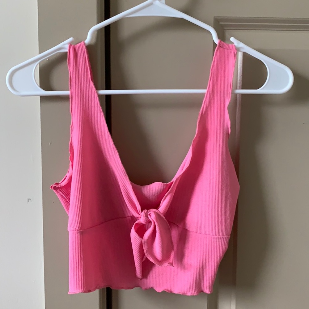 hot pink SHEIN CROP TOP